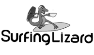 logo surfing lizard